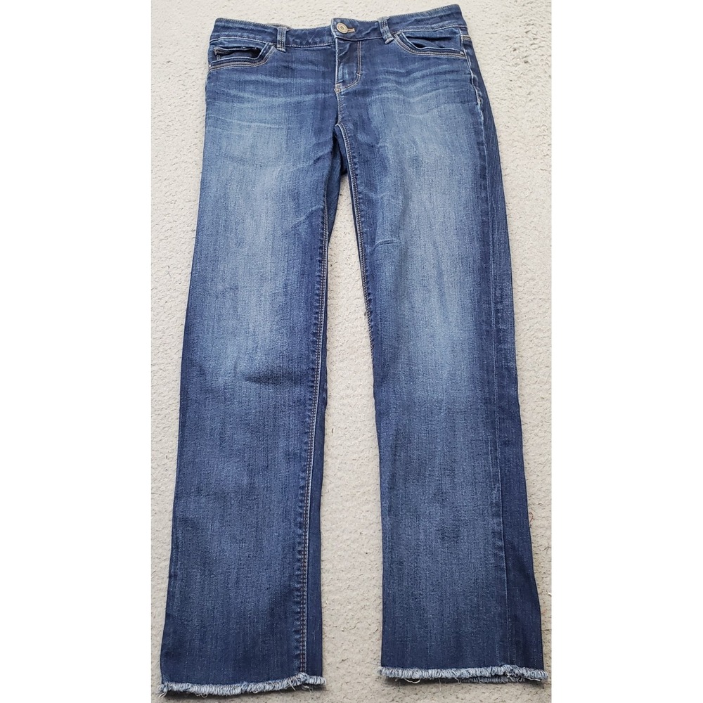 White House Black Market Slim Crop Jeans Womens 0 Blue Denim Streetwear‎ Raw Hem